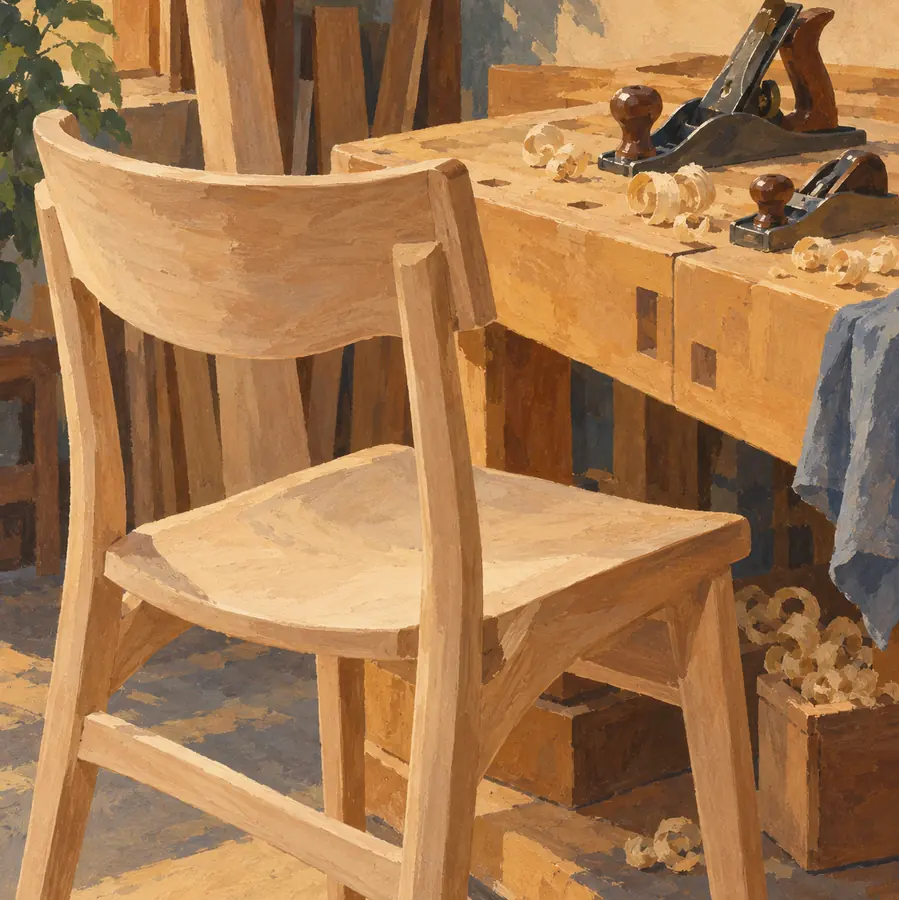 Illustration of woodworking businesses equipment and workspace